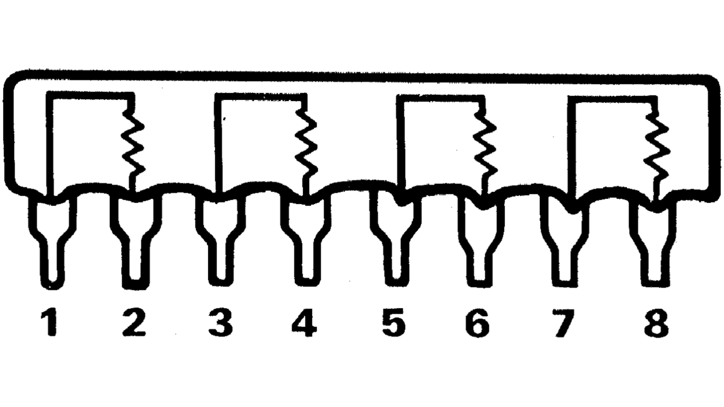 Bourns SIP直插排阻, 47Ω, 4个电阻, 1W, 8个端子, ±1Ω容差, 共形外壳, 4600X系列