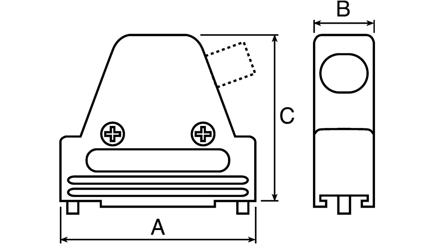 MH Connectors MHDVSL Series Zinc Angled D Sub Backshell, 37 Way, Strain Relief