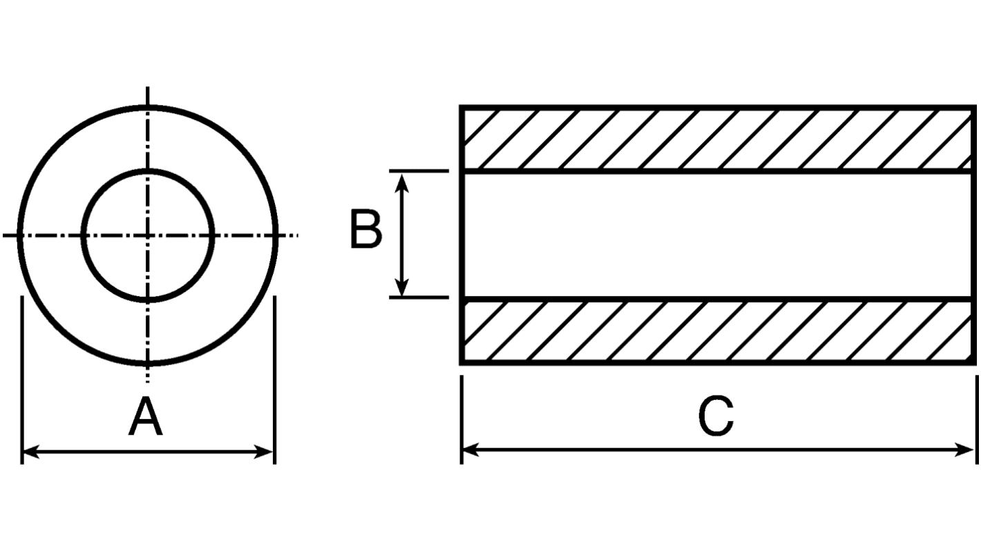 Fair-Rite Ferrite Ring Round Cable Core, For: Suppression Components, 6.35 x 2.95 x 25.4mm