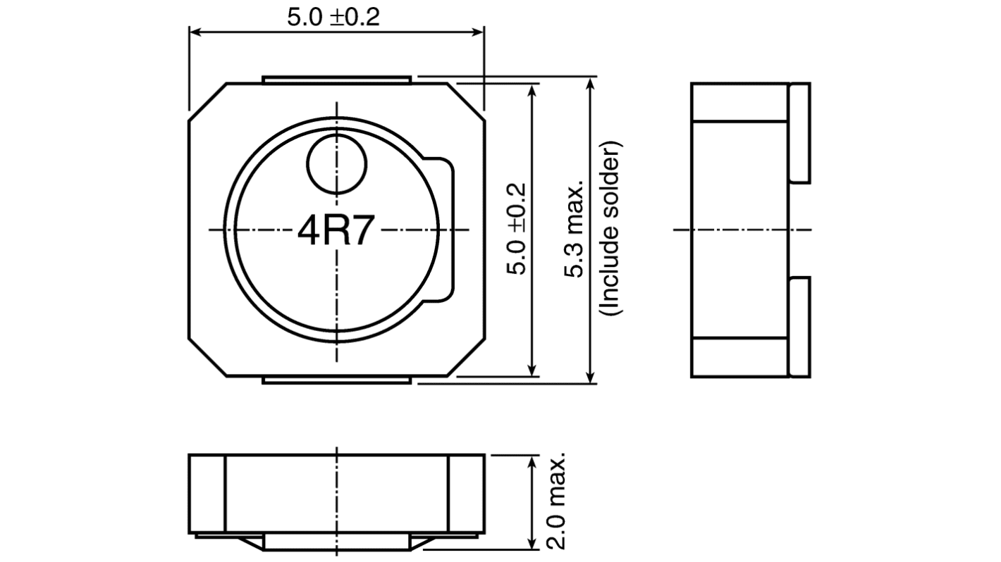 TDK 巻線インダクタ (面実装), 4.7 μH, 2.09A, 5.3 x 5 x 2mm, VLCF5020T-4R7N1R7-1