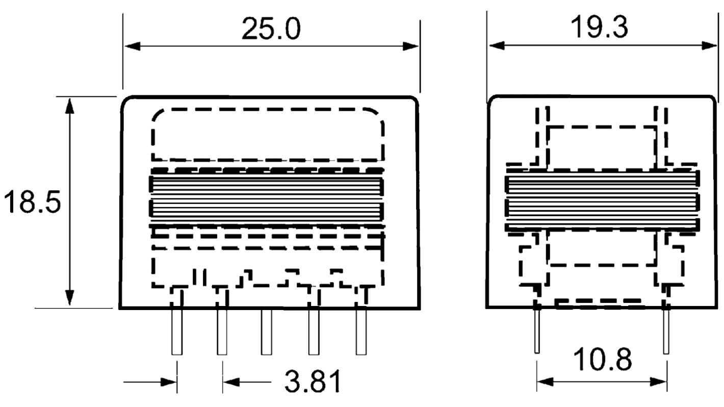 OEP Audio-Transformator, 600Ω, 171Ω / 234Ω Durchsteckmontage 21.5 x 16.3 x 18mm