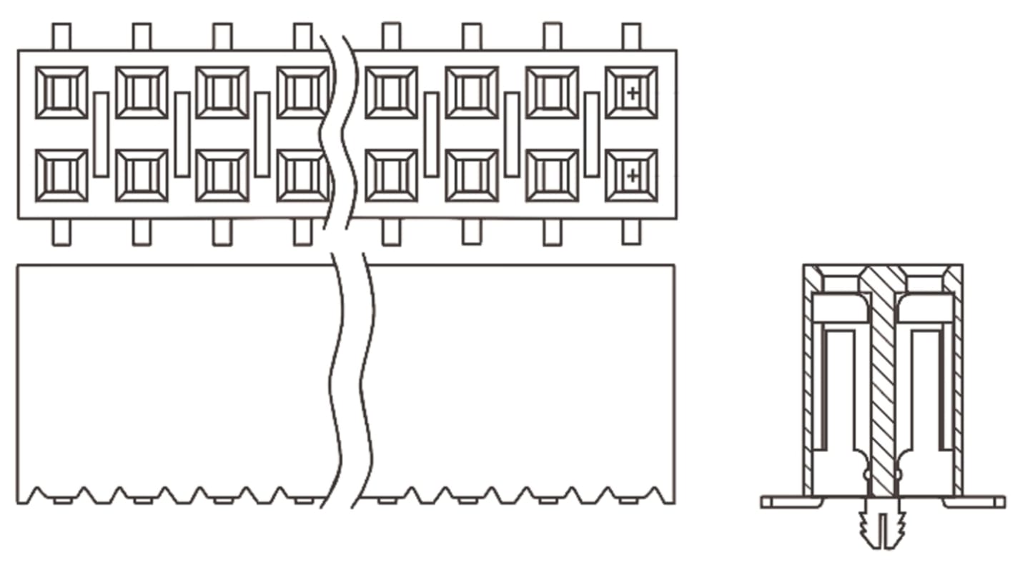 Samtec SSM Series Straight Surface Mount PCB Socket, 50-Contact, 2-Row, 2.54mm Pitch, Solder Termination