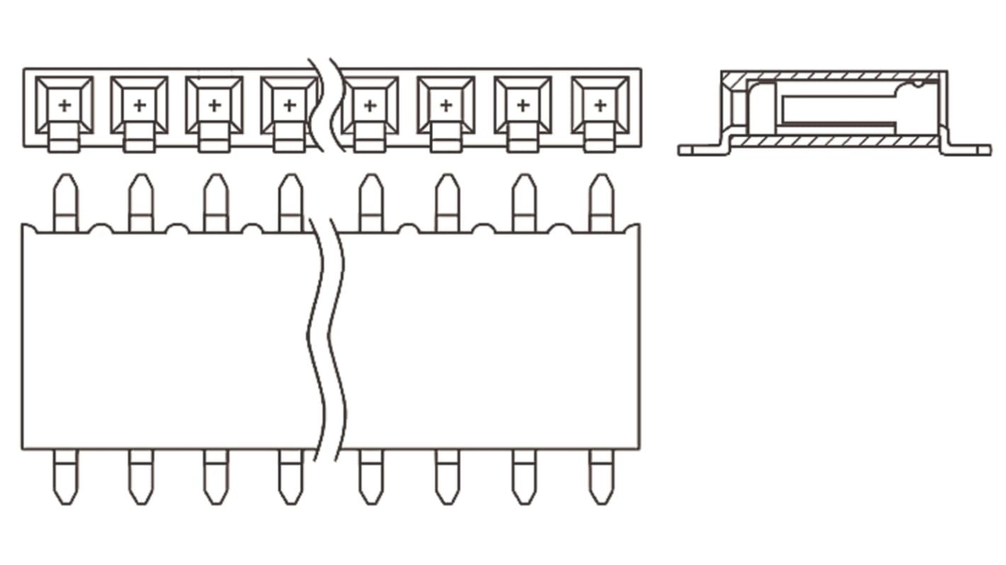 Samtec SSM Series Right Angle Surface Mount PCB Socket, 10-Contact, 1-Row, 2.54mm Pitch, Solder Termination