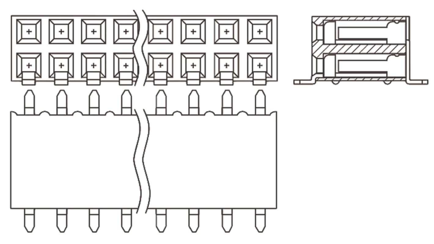 Samtec SSM Series Right Angle Surface Mount PCB Socket, 4-Contact, 2-Row, 2.54mm Pitch, Solder Termination