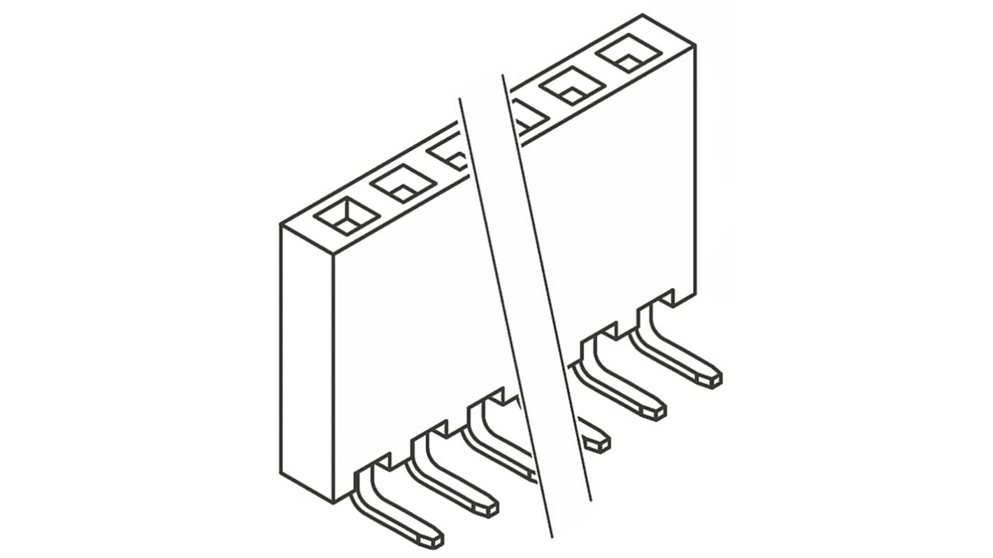 Samtec SSW Series Right Angle Through Hole Mount PCB Socket, 10-Contact, 1-Row, 2.54mm Pitch, Solder Termination