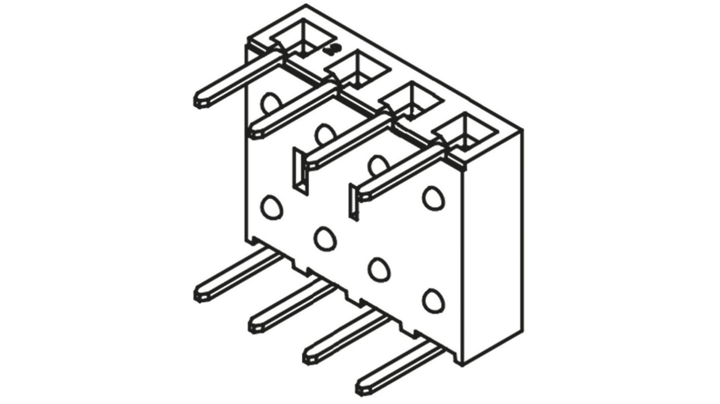 Samtec BCS Series Right Angle Through Hole Mount PCB Socket, 4-Contact, 1-Row, 2.54mm Pitch, Through Hole Termination