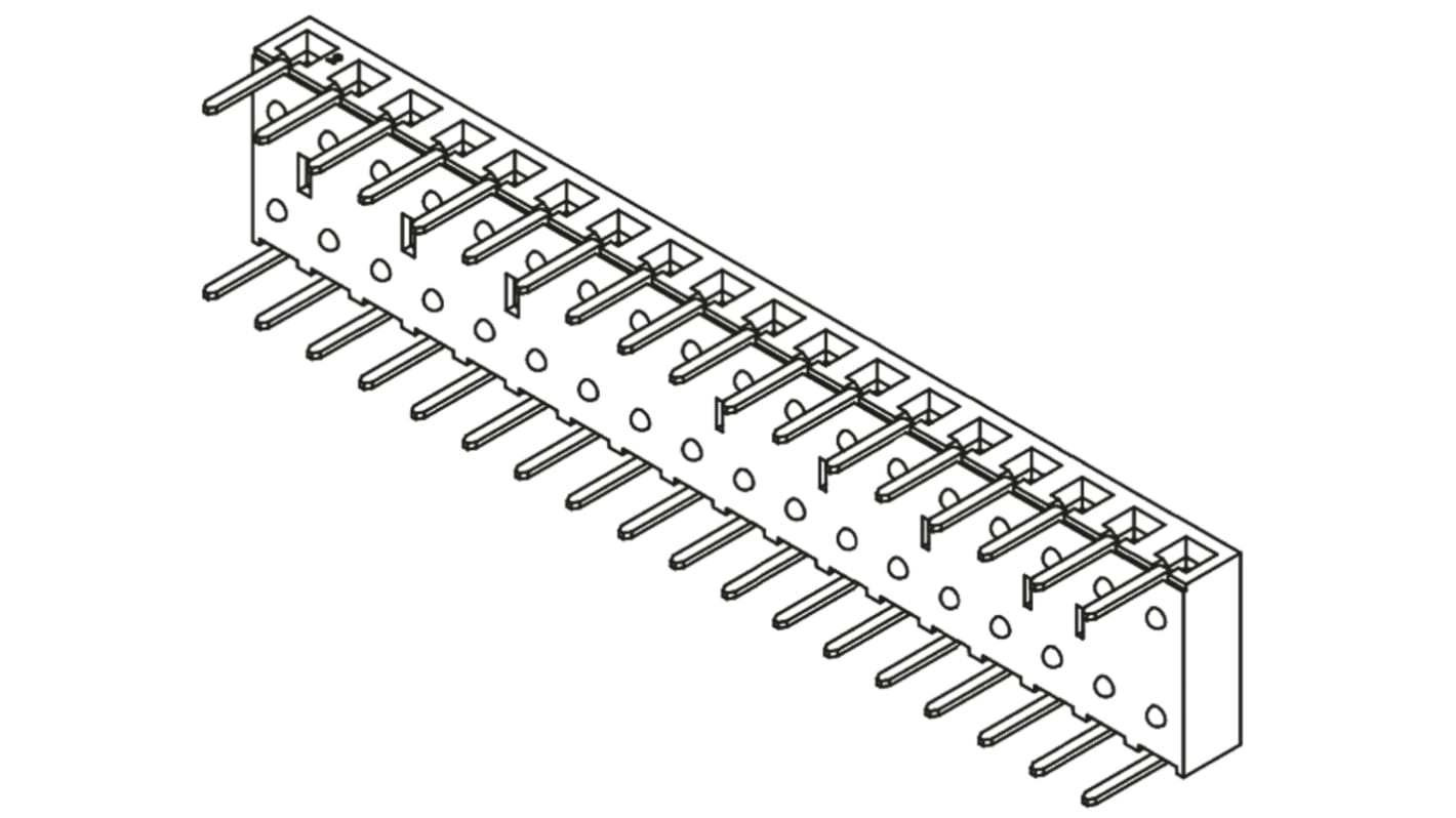 Samtec BCS Series Right Angle Through Hole Mount PCB Socket, 18-Contact, 1-Row, 2.54mm Pitch, Through Hole Termination