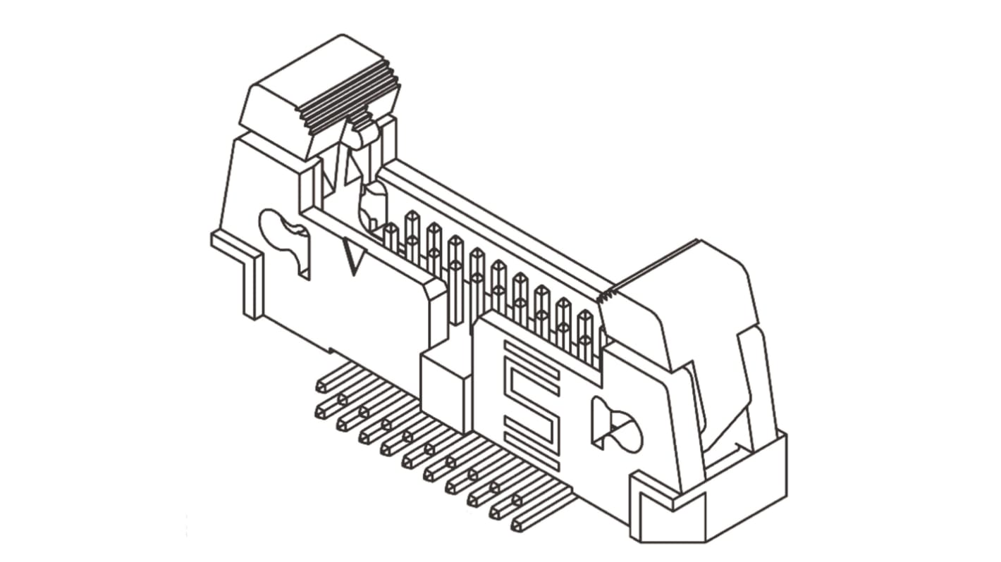 Samtec EHT Series Right Angle Through Hole PCB Header, 40 Contact(s), 2mm Pitch, 2 Row(s), Shrouded