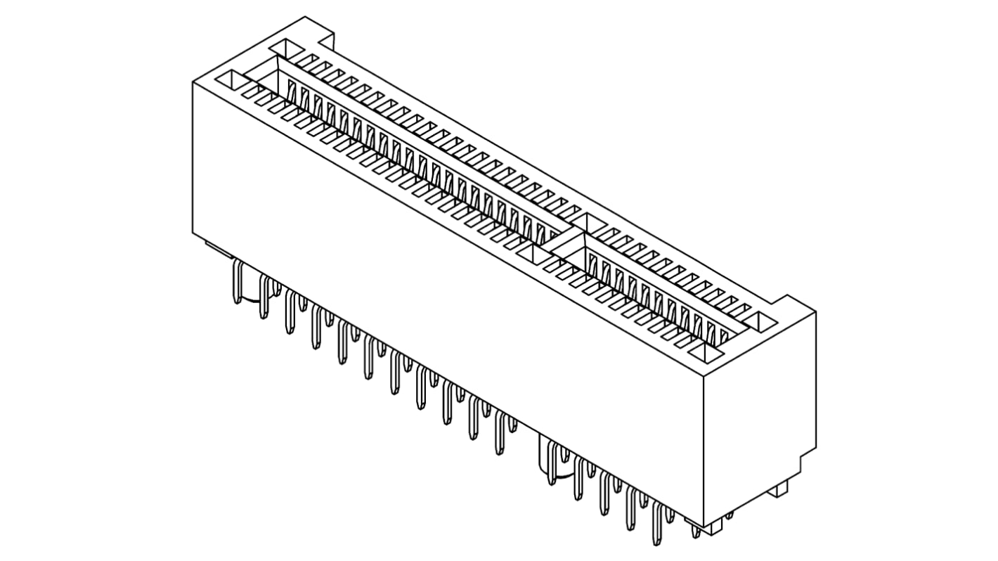 Samtec PCIE Series Female Edge Connector, Through Hole Mount, 164-Contacts, 1mm Pitch, 2-Row, Solder Termination