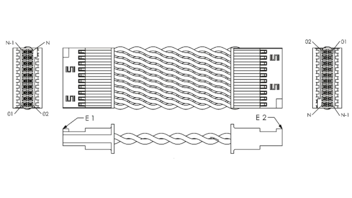 Samtec 20 Way Female Tiger Eye SFSD to 40 Way Female Tiger Eye SFSD Wire to Board Cable, 120mm