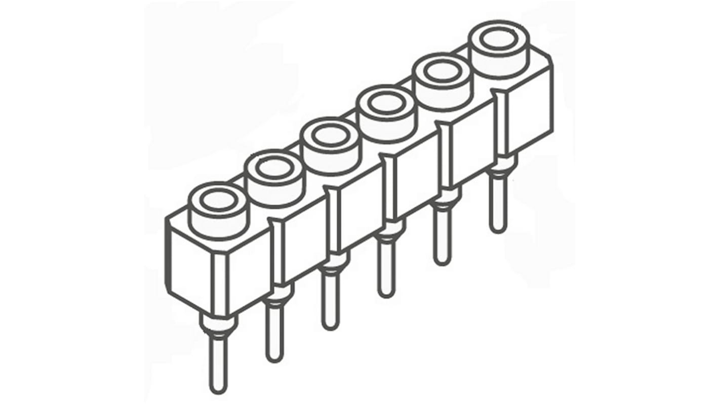 Samtec SS Series Straight Through Hole Mount PCB Socket, 6-Contact, 1-Row, 2.54mm Pitch, Solder Termination