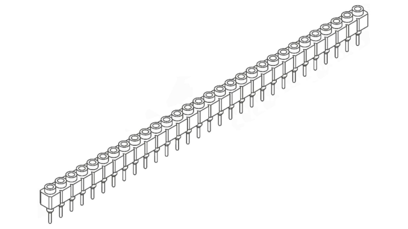 Samtec SS Series Straight Through Hole Mount PCB Socket, 30-Contact, 1-Row, 2.54mm Pitch, Solder Termination