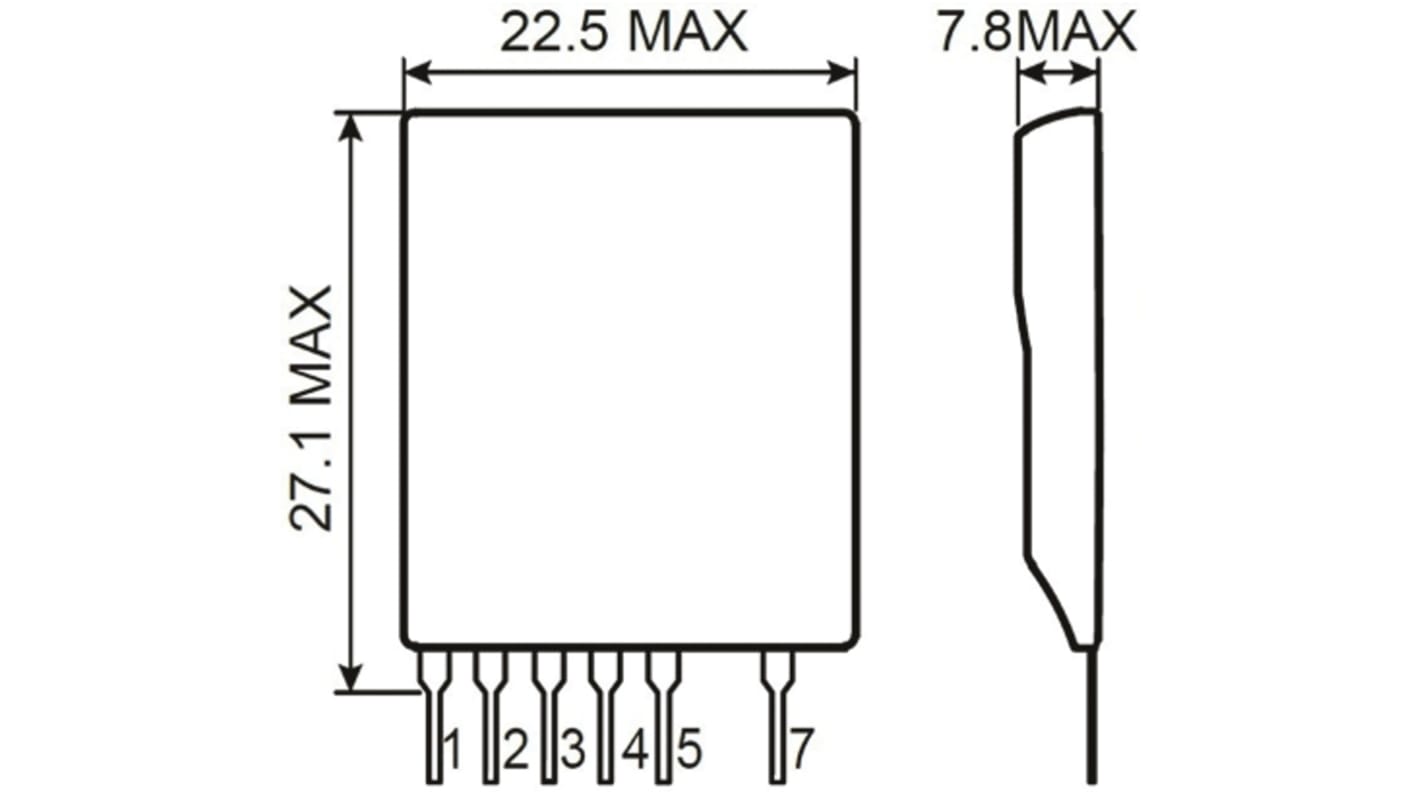 BP5726-15, AC-DC-konverter 800mA, 14 → 16 V, 7 ben, SIP