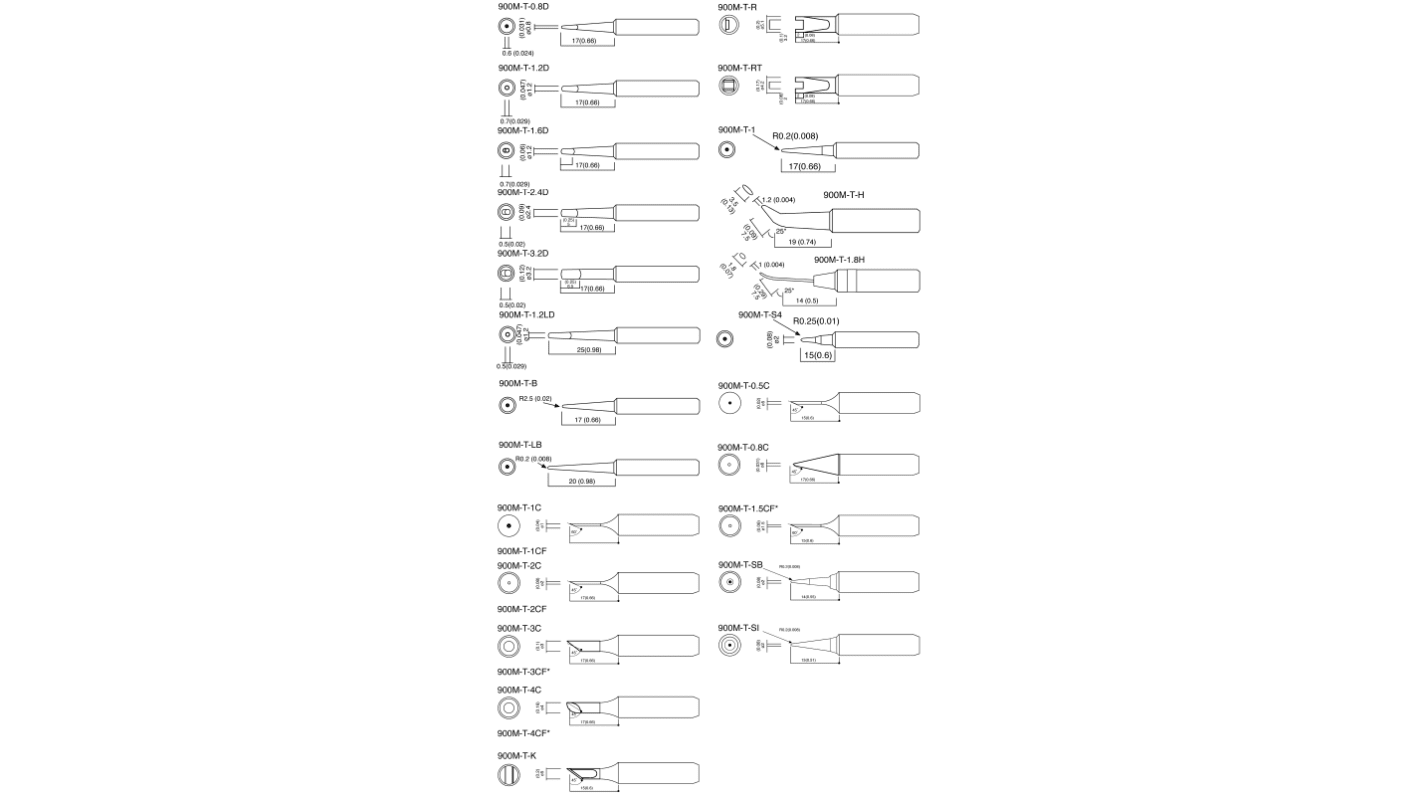 ハッコー はんだごて交換コテ先 900Mシリーズ1.6 mm, マイナスドライバ形状900M-T-1.6D