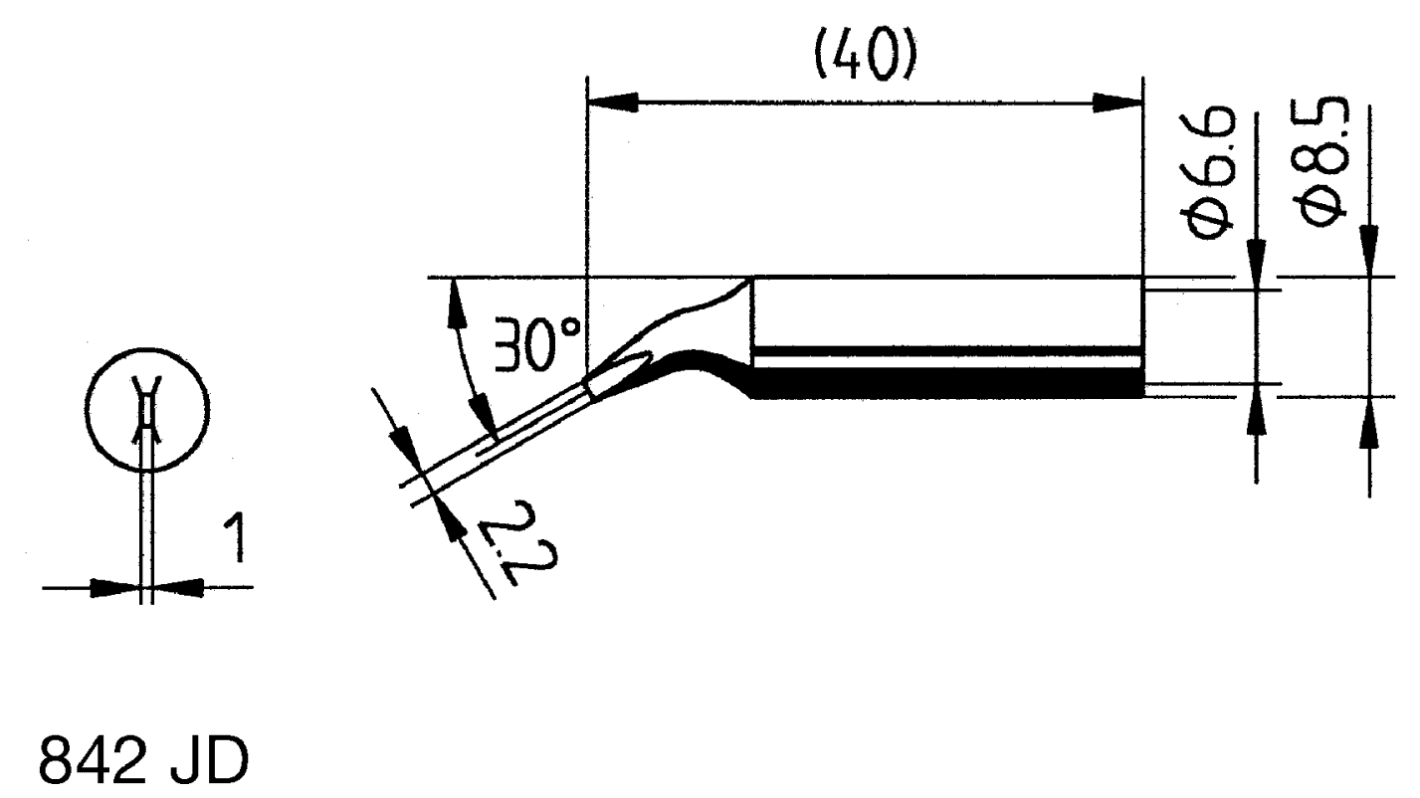 Punta saldatore Ersa, serie Serie 842, 2 mm, forma: Scalpello, angolo 30°