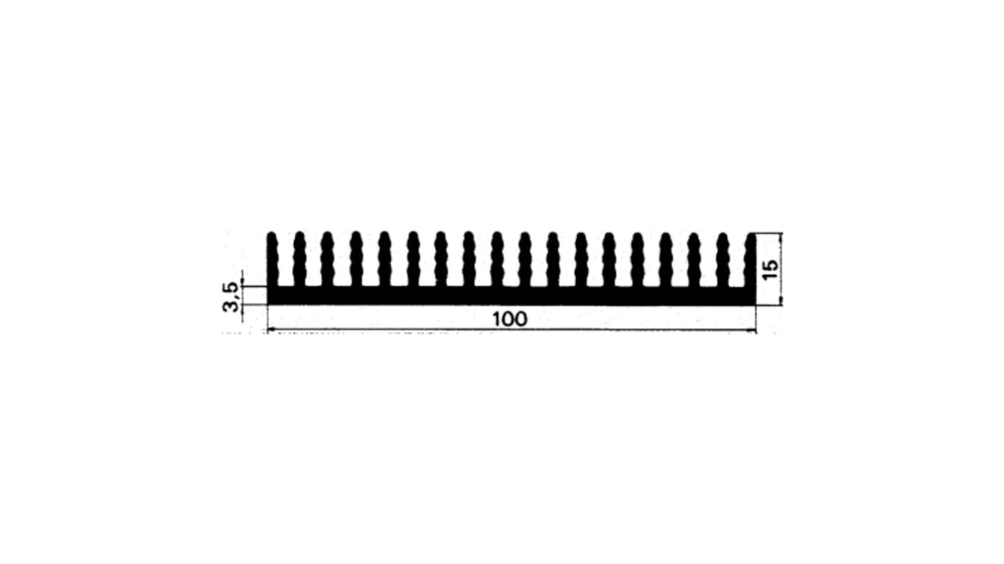 Heatsink, Universal Rectangular Alu, 1000 x 100 x 15mm