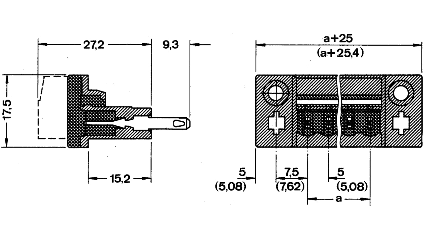 Phoenix Contact 5.08mm Pitch 9 Way Pluggable Terminal Block, Feed Through Header, Panel Mount, Solder/Slip on