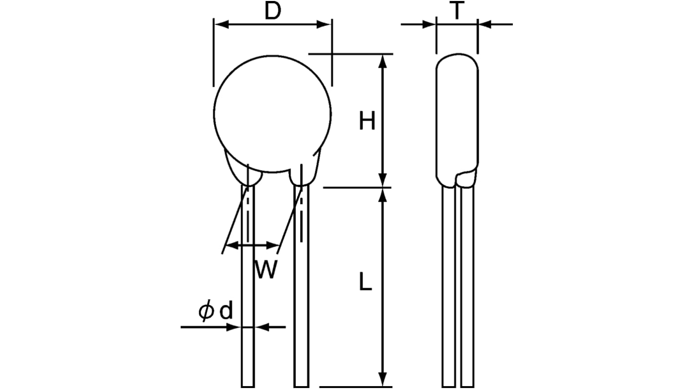 CHEMI-CON Varistor, 100pF, 270V, 175V, 8J, Metall / 5A, 800A max., mm, Ø 11.5mm, 5.1mm