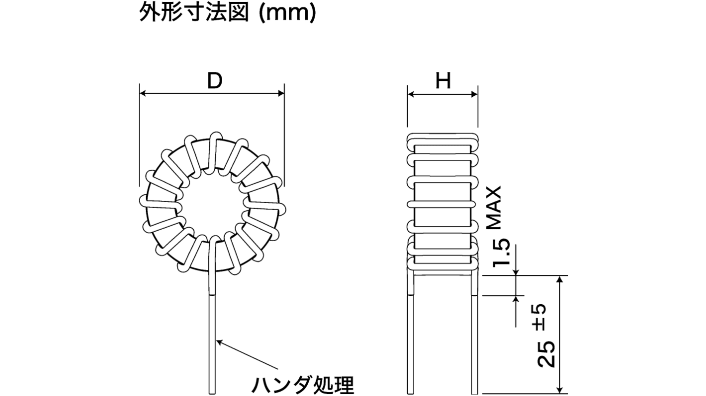 Tamura トロイダルコア, 57 μH, 20A, GLA-20-0057