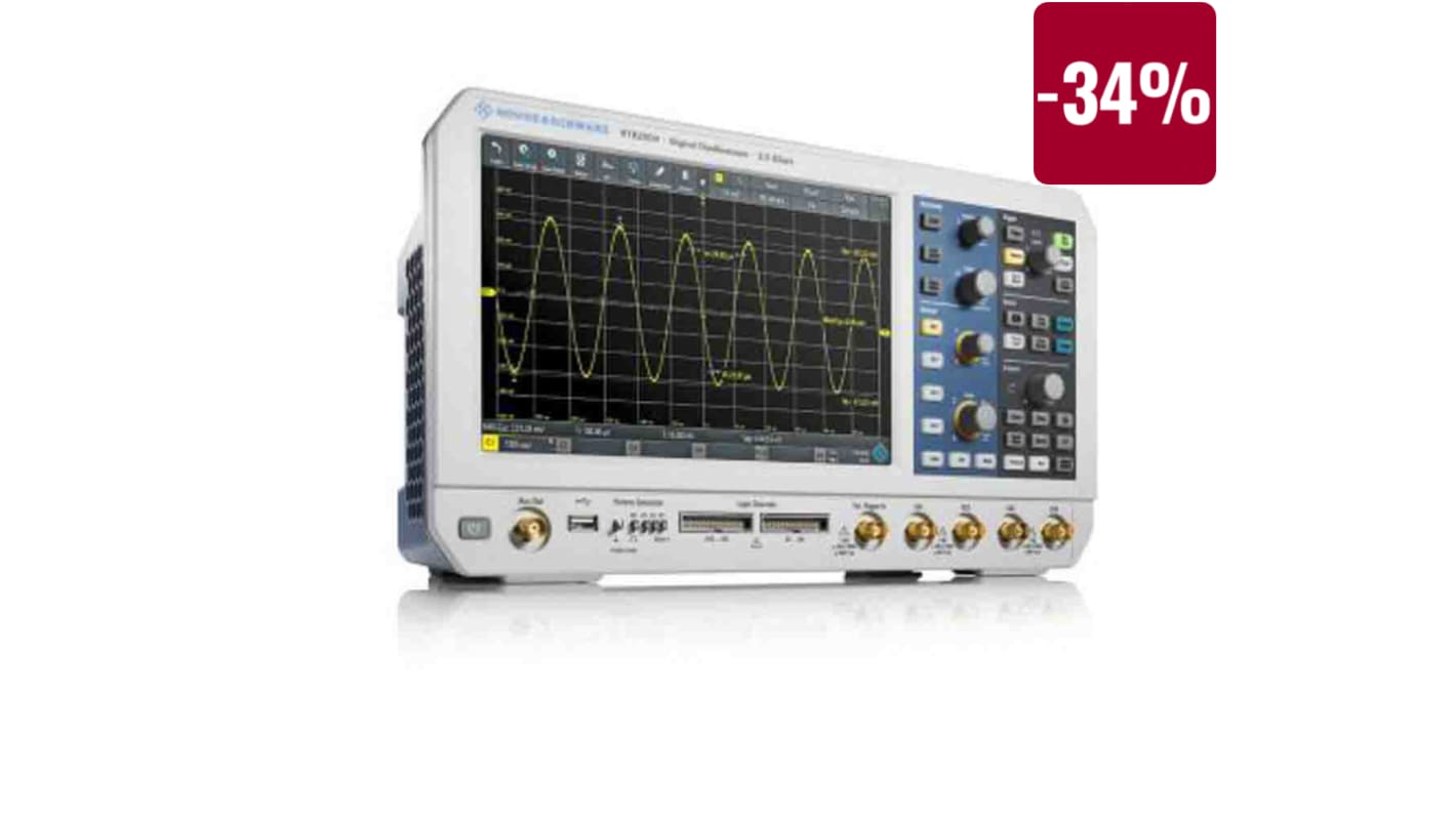 Osciloskop, řada: RTB2000 RTB2K-COM4 stolní 300MHz, typ displeje: TFT, barevný, USB 4 analogové kanály Rohde & Schwarz