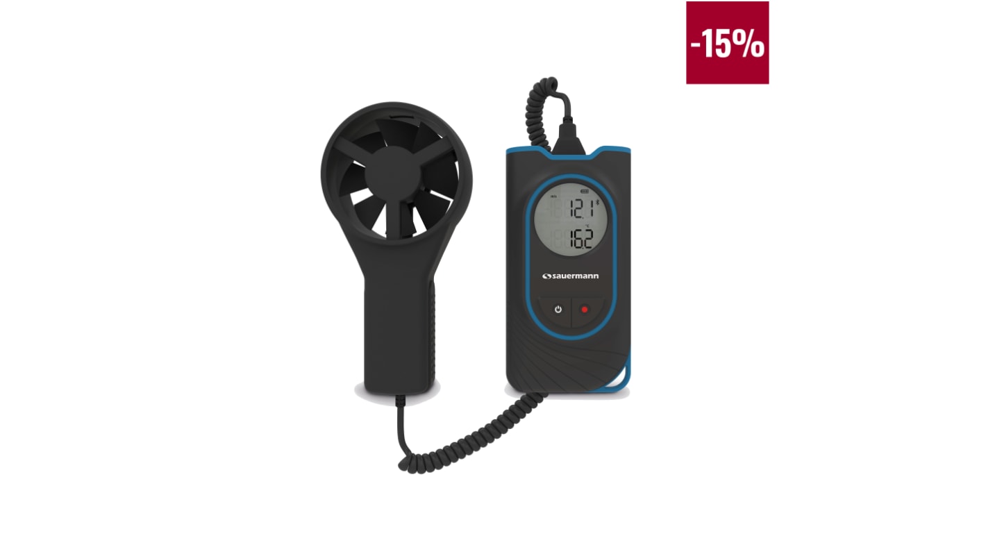 SAUERMANN. Rotary Vane Anemometer, 30m/s Max, Measures Air Flow, Air Velocity, Temperature