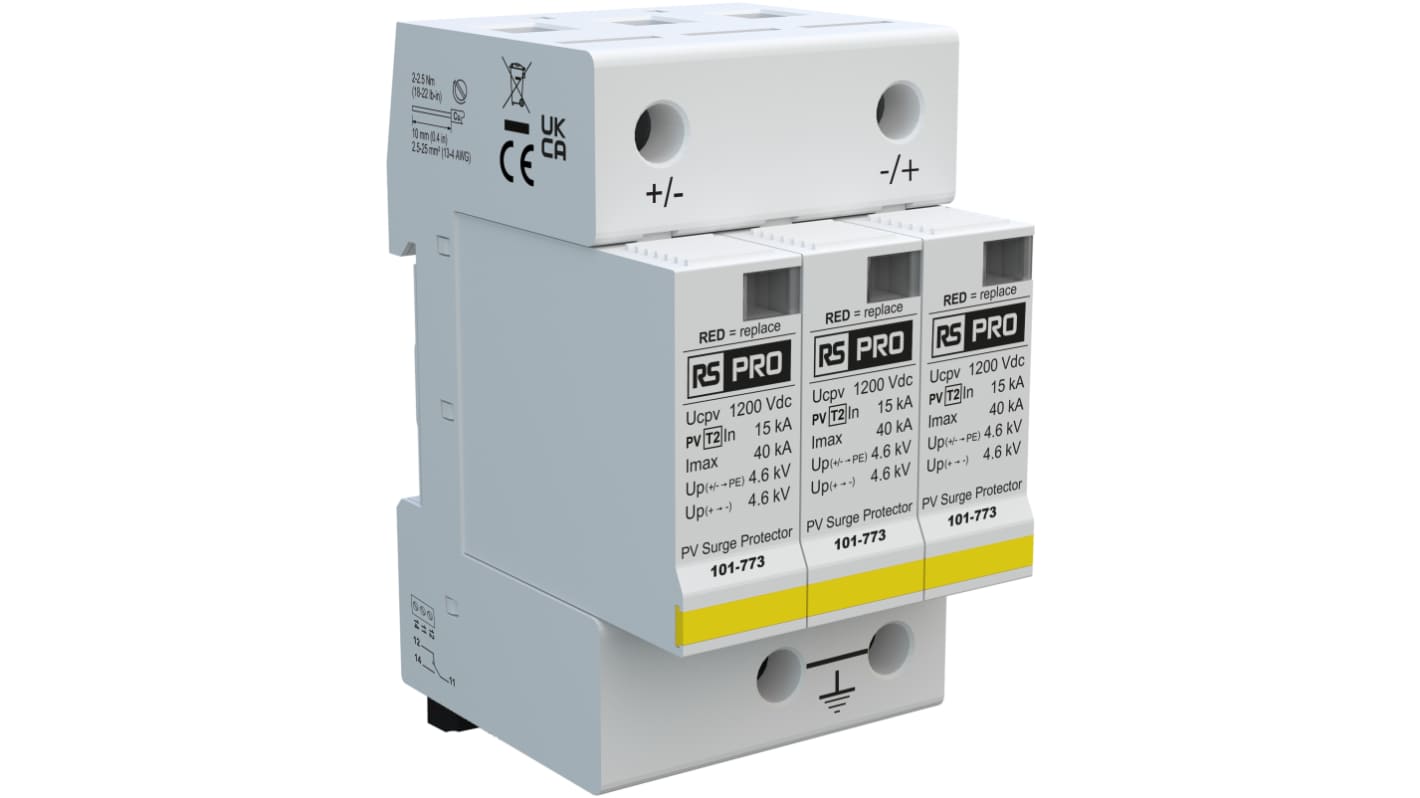 RS PRO Industrial Surge Protector, 40kA, 4.6kV, DIN Rail Mount