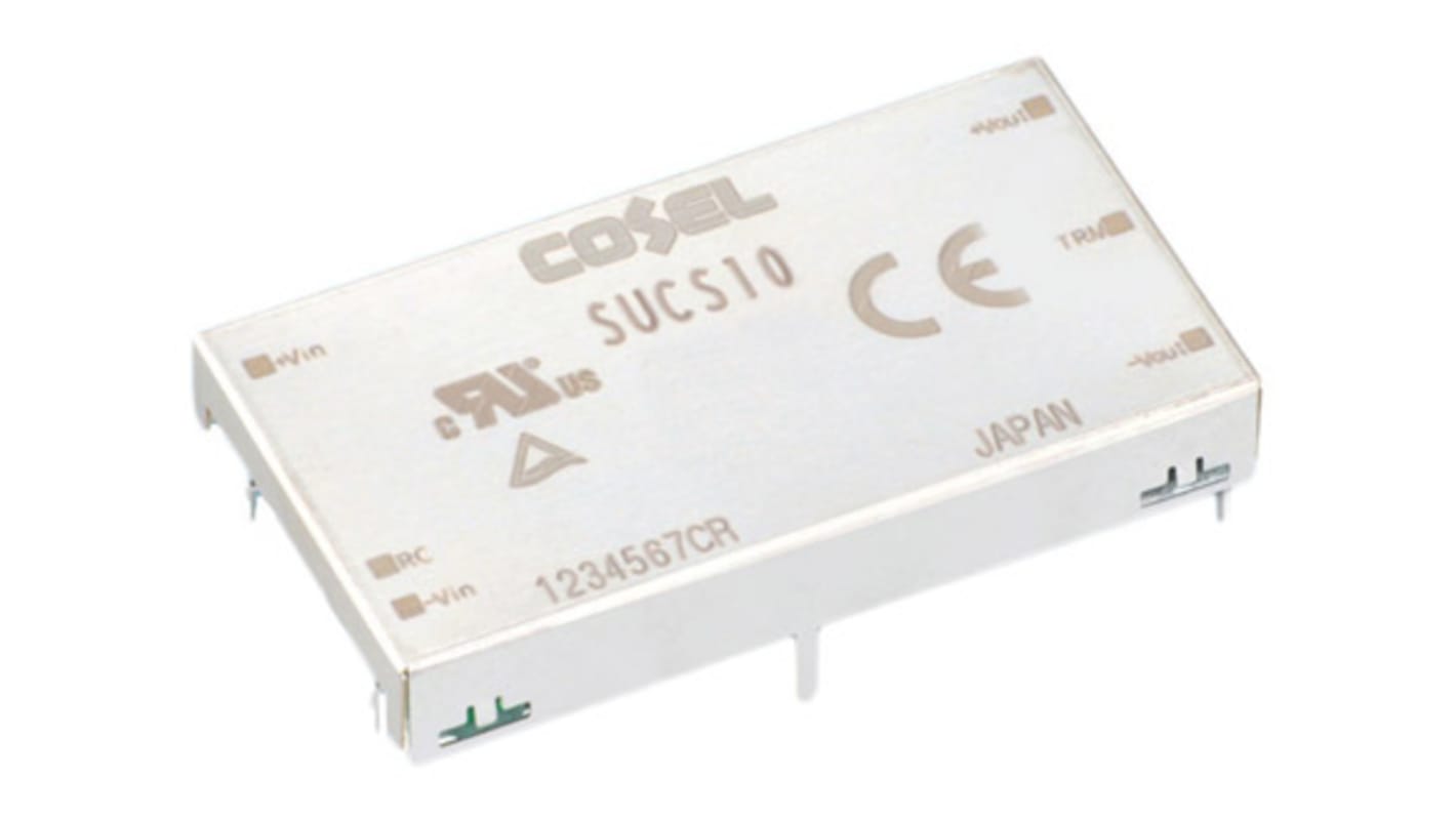Cosel Isolated DC-DC Converter, 15V dc/ 800mA Output, 36 → 76 V dc Input, 12W, Through Hole, +85°C Max Temp