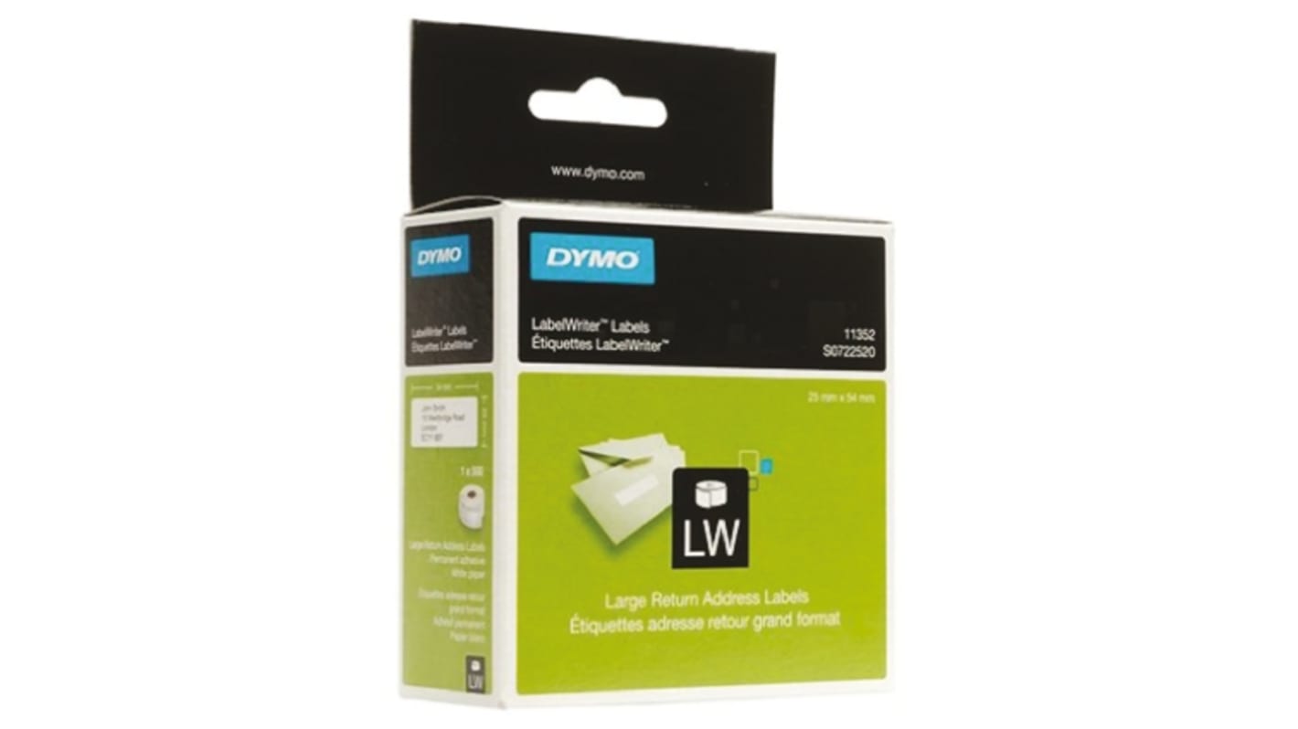 Dymo Black on White Label Printer Tape, 54mm Label Length, 25mm Label Width