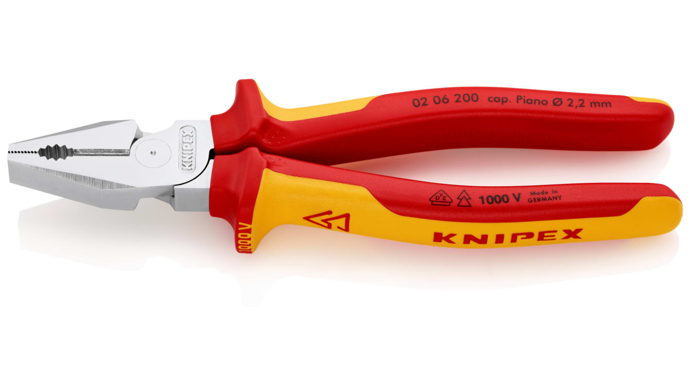 Knipex Combination Pliers, 200 mm Overall, Straight Tip, VDE/1000V