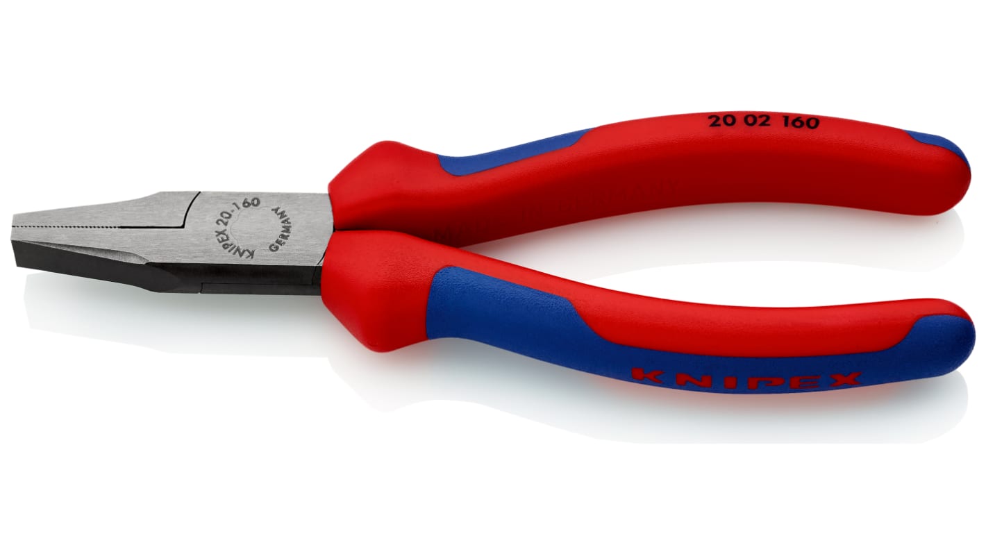 20 02 160 Knipex Flat Nose Pliers 160 mm Overall Flat Straight Tip 30mm Jaw RS