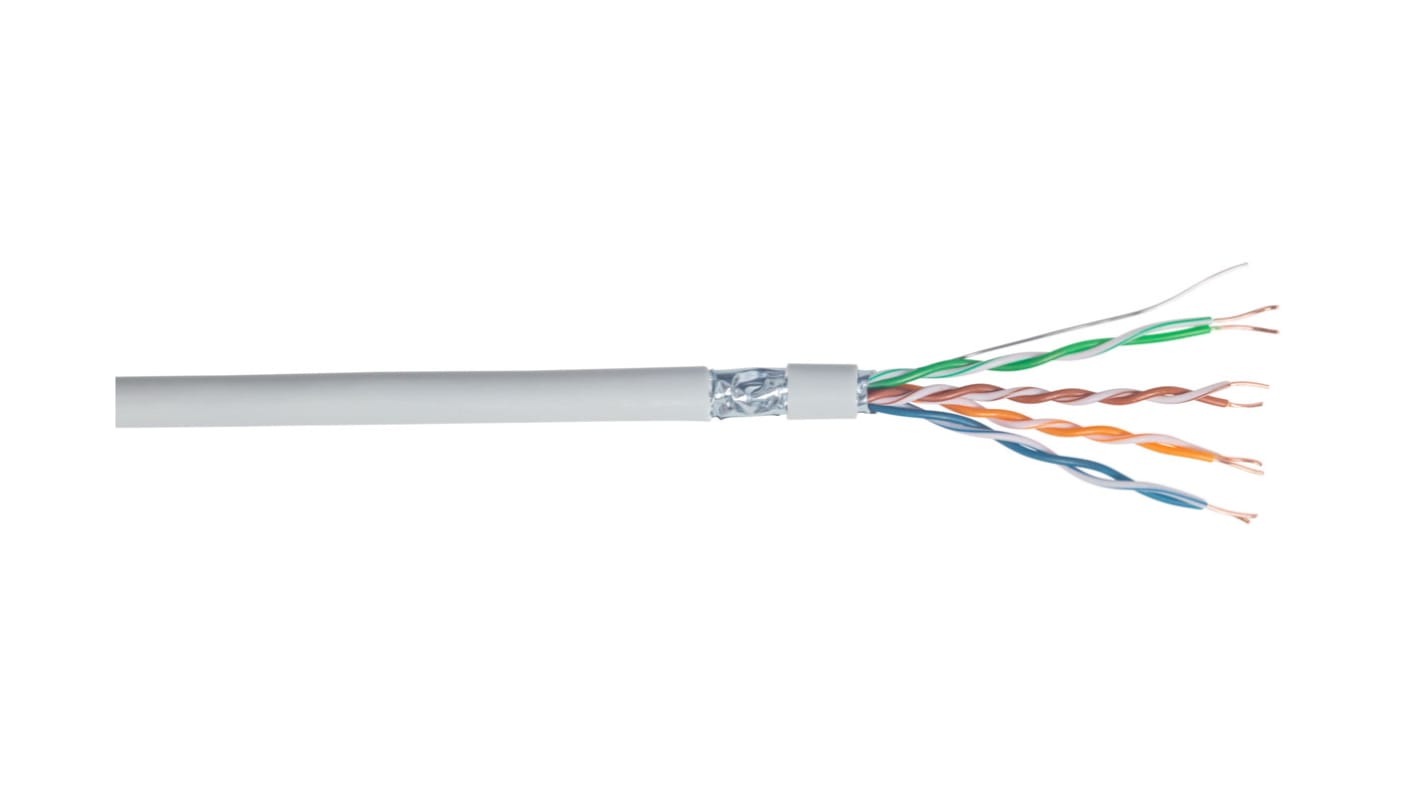 Cable Ethernet Cat5e F/UTP CAE Multimedia Connect de color Gris, long. 305m, funda de LSZH, Libre de halógenos y bajo