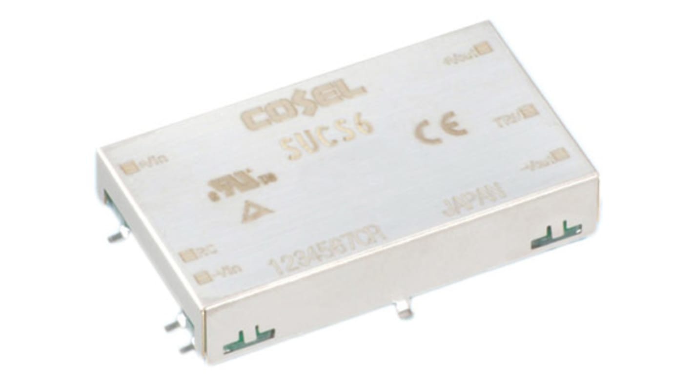 Cosel Isolated DC-DC Converter, 5V dc/ 1A Output, 4.5 → 9 V dc Input, 6W, Surface Mount, +85°C Max Temp -40°C