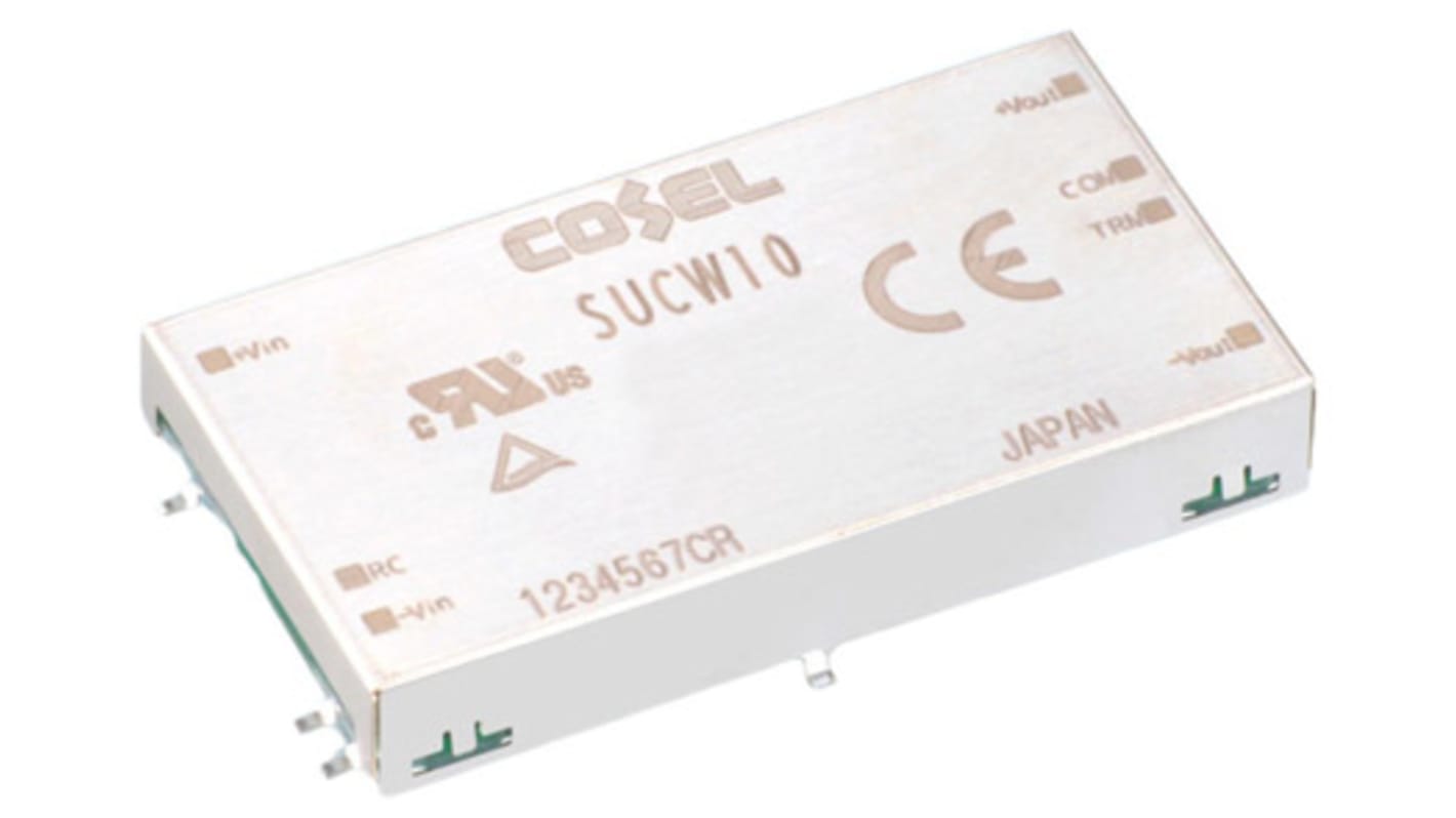 Cosel DC-DC Converter, ±15V dc/ 350mA Output, 4.5 → 9 V dc Input, 10W, Surface Mount, +85°C Max Temp -40°C Min