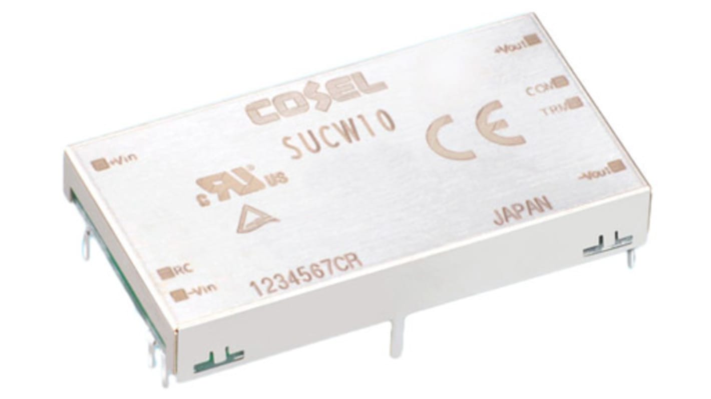 Cosel DC-DC Converter, ±15V dc/ 350mA Output, 9 → 18 V dc Input, 10W, Through Hole, +85°C Max Temp -40°C Min Temp