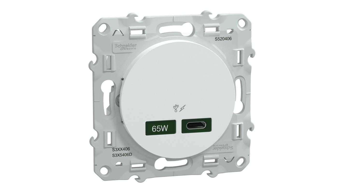 Schneider Electric Straight, Flush Mount, Socket Type USB C IP20 USB Connector