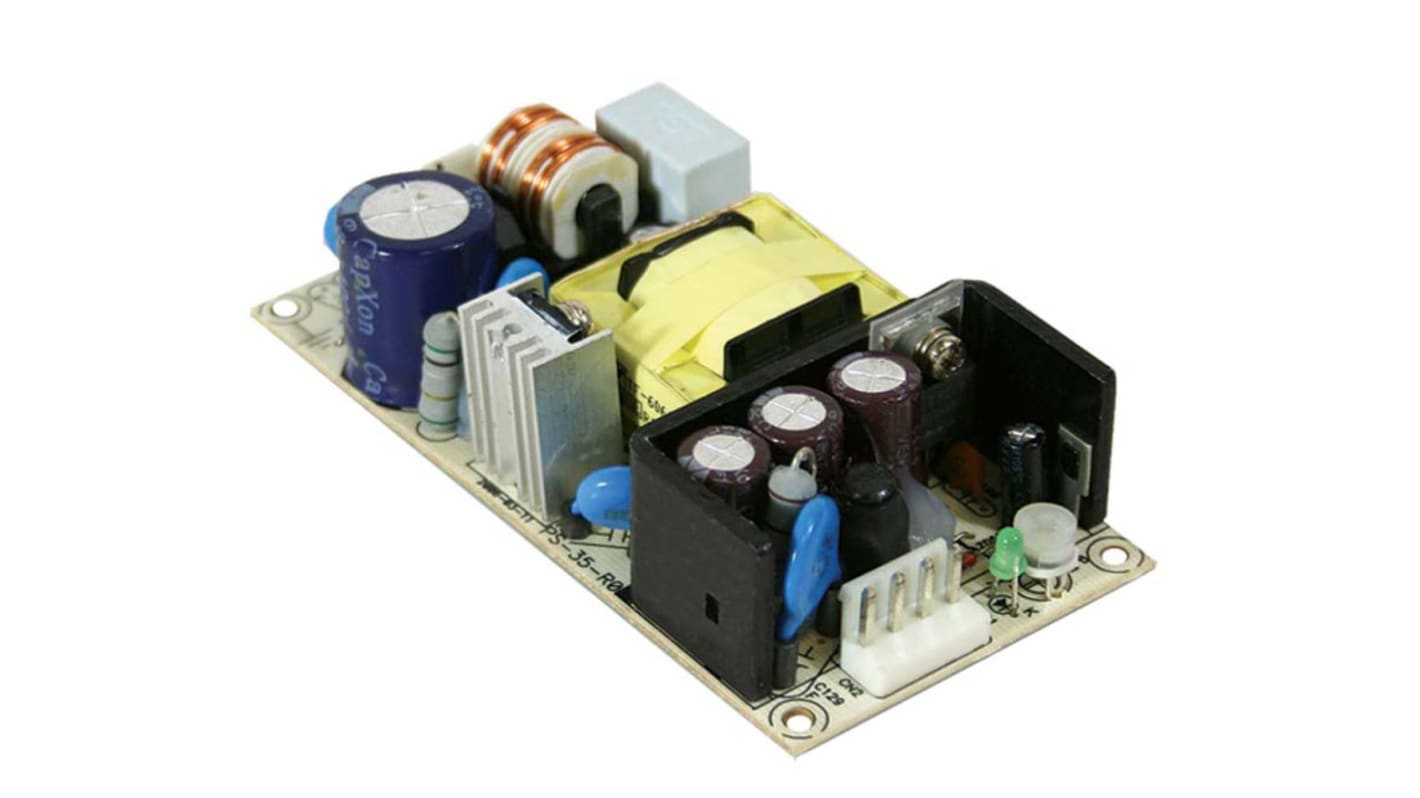 Mean Well Embedded Switch Mode Power Supply SMPS, PS-35-24, 24V dc, 1.5A, 36W, 1 Output, 127 → 370 V dc, 90