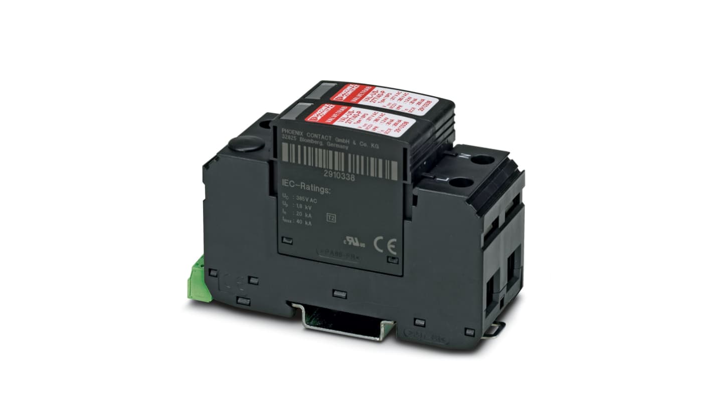 Phoenix Contact 1 Phase Surge Protector, 40kA, DIN Rail Mount