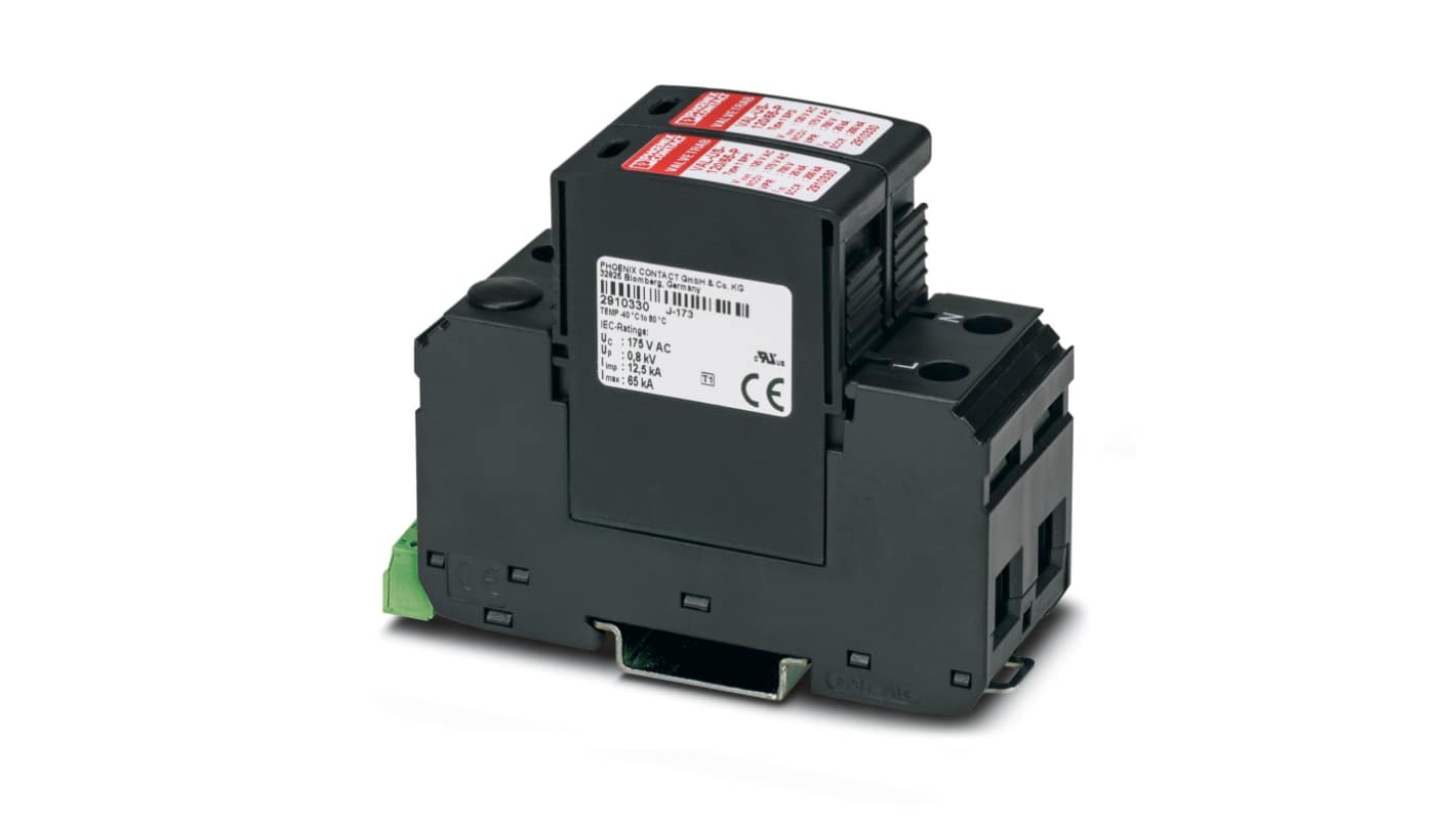 Phoenix Contact 1 Phase Surge Protector, 80kA, 1500V (Volts), DIN Rail Mount