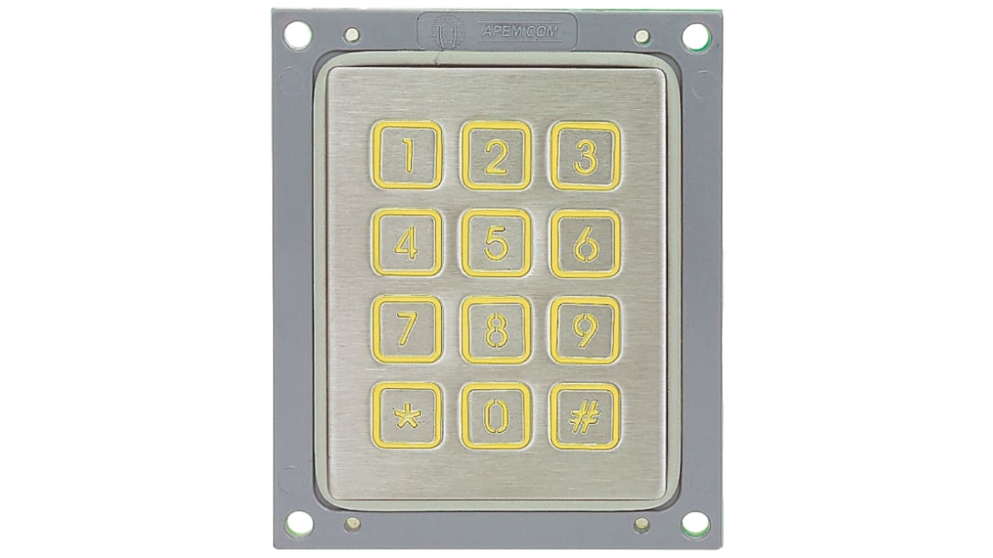 APEM IP65 12 Key Stainless Steel Keypad