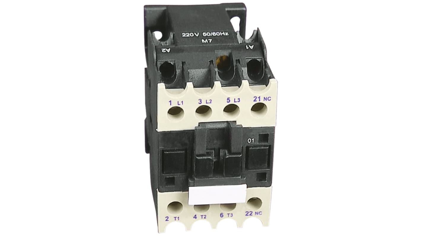 Contactor RS PRO de 3 polos, 3 NA, 12 A, bobina 24 V ac, 5,5 kW