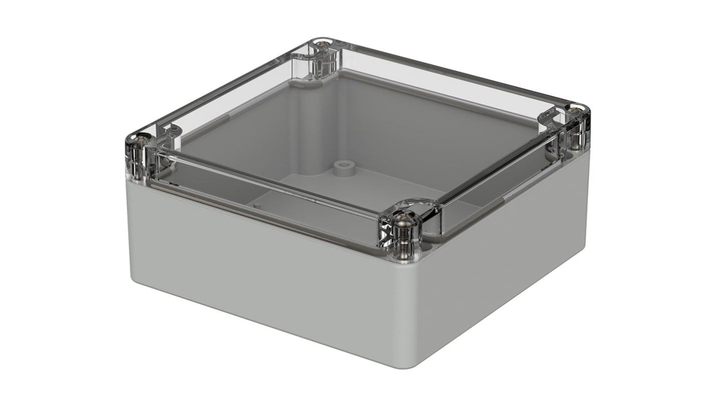 Bopla Euromas Series Grey Polycarbonate Enclosure, IP66, Flanged, Transparent Lid, 122 x 120 x 55mm