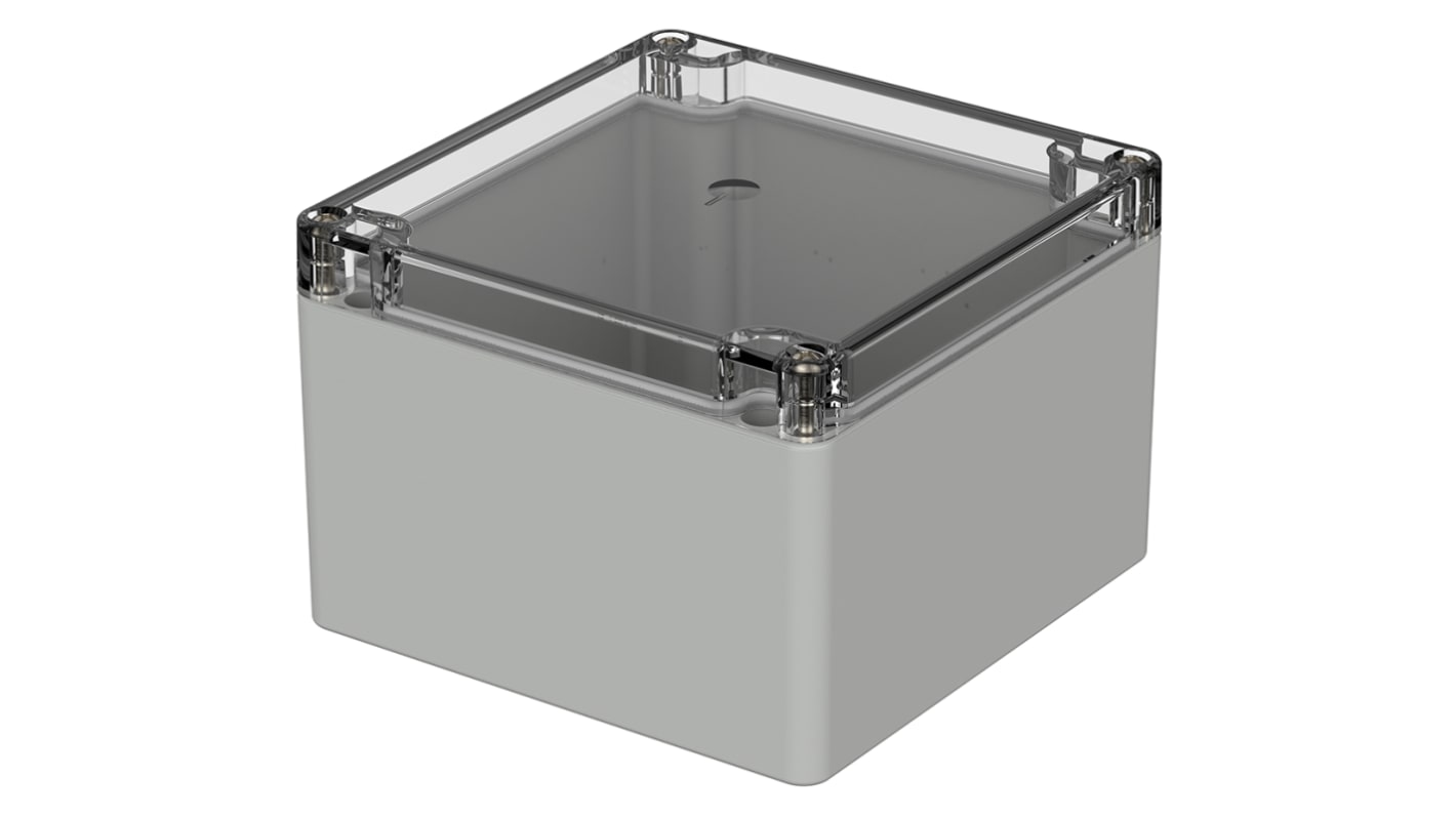 Bopla Euromas Series Grey Polycarbonate Enclosure, IP65, Flanged, Transparent Lid, 122 x 120 x 85mm