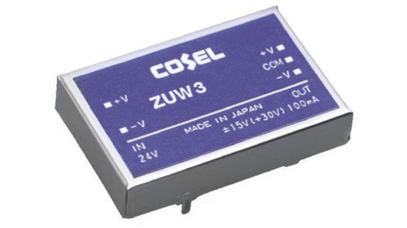Cosel DC-DC Converter, ±12V dc/ 130mA Output, 9 → 18 V dc Input, 3.12W, Through Hole, +71°C Max Temp -20°C Min