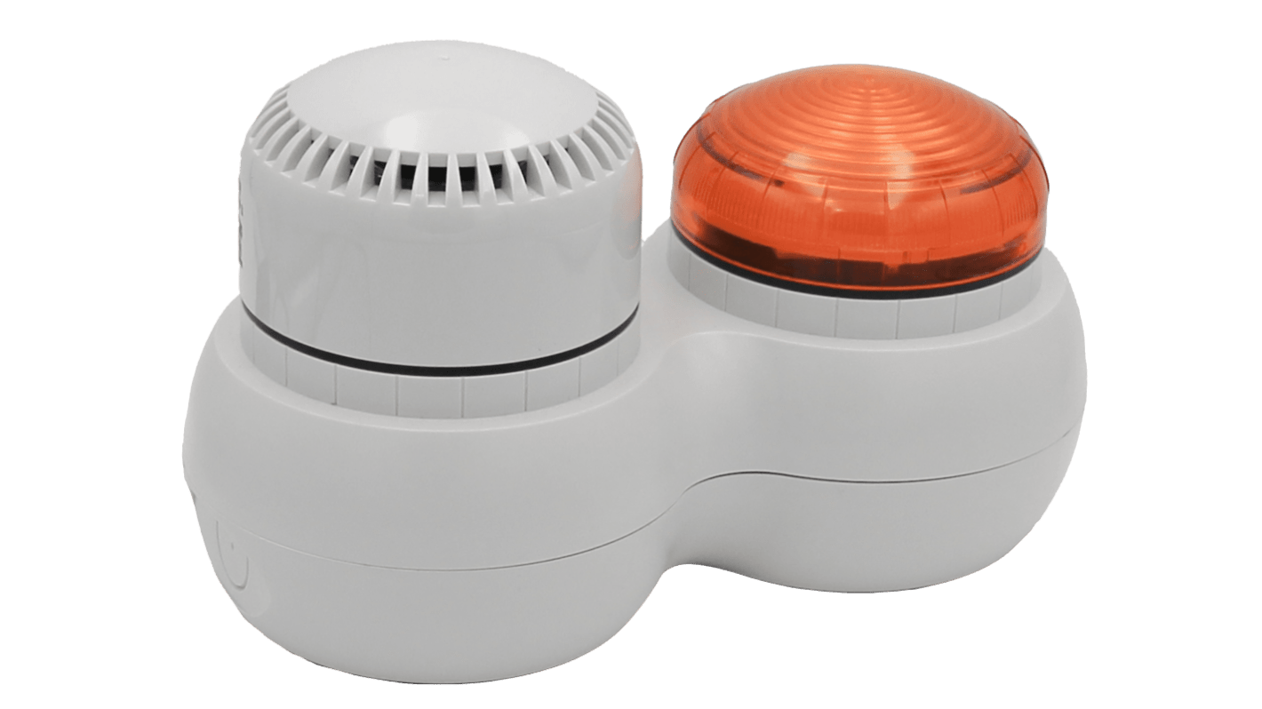 RS PRO Amber Sounder Beacon, 120 → 240 V ac, IP66, Screw/Bracket Mount, 105dB at 1 Metre