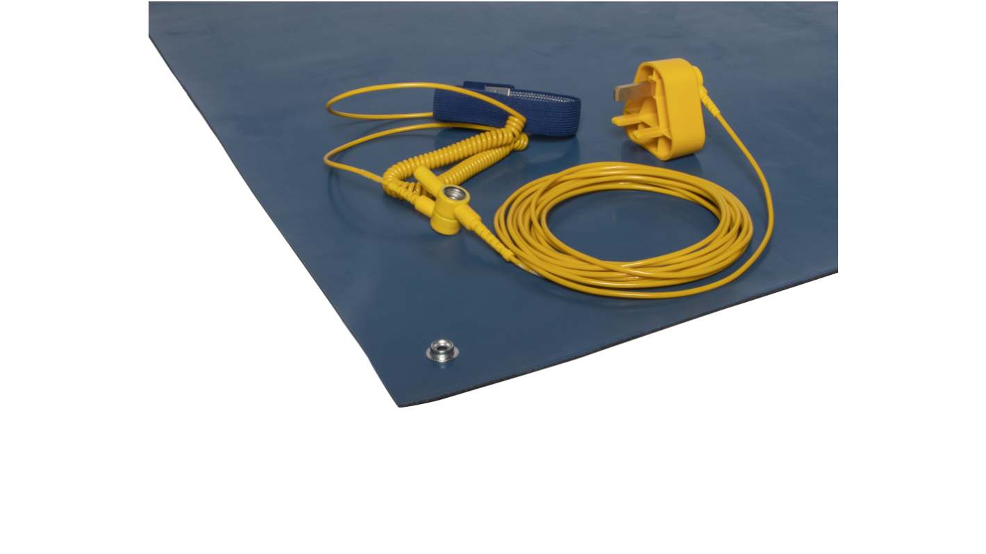 Tapis antistatique RS PRO, 10m x 0.6m x 2mm, pour Plan de travail, sol