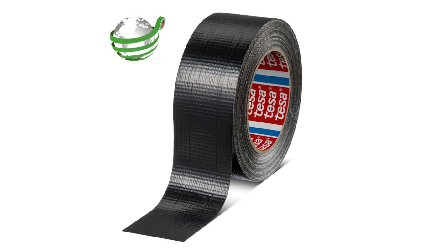 Nastro telato Nero in Panno laminato PE Tesa 4615, 50mm x 50m x 0.175mm