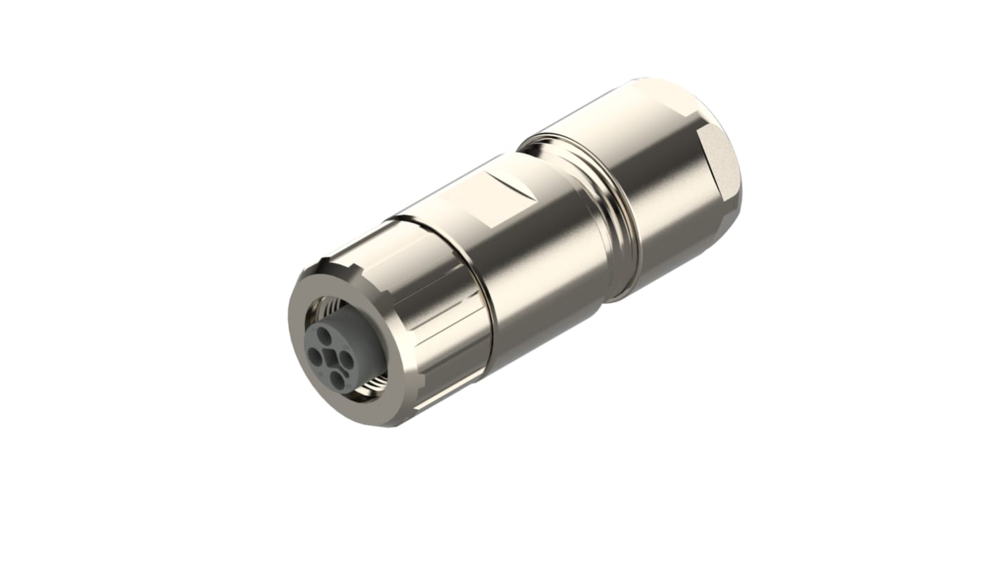 Lumberg Automation M12工业圆形连接器插座, 4芯, 电缆安装, 螺钉端接, 16A, 1.5kV, IP65，IP67, M12 Power系列
