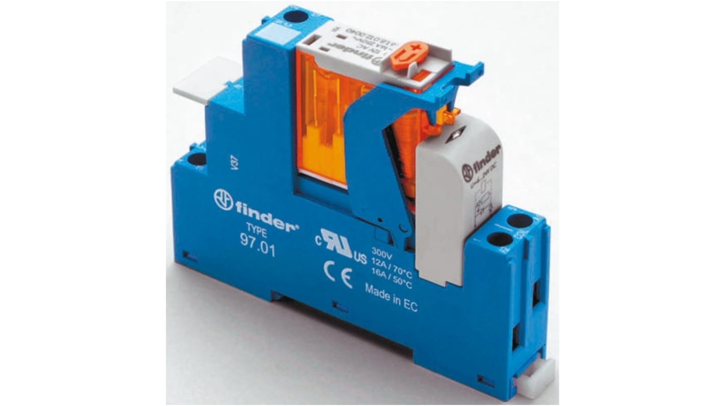 Finder 4C Series Interface Relais 230V ac, 1-poliger Wechsler DIN-Schienen 250 → 440V ac