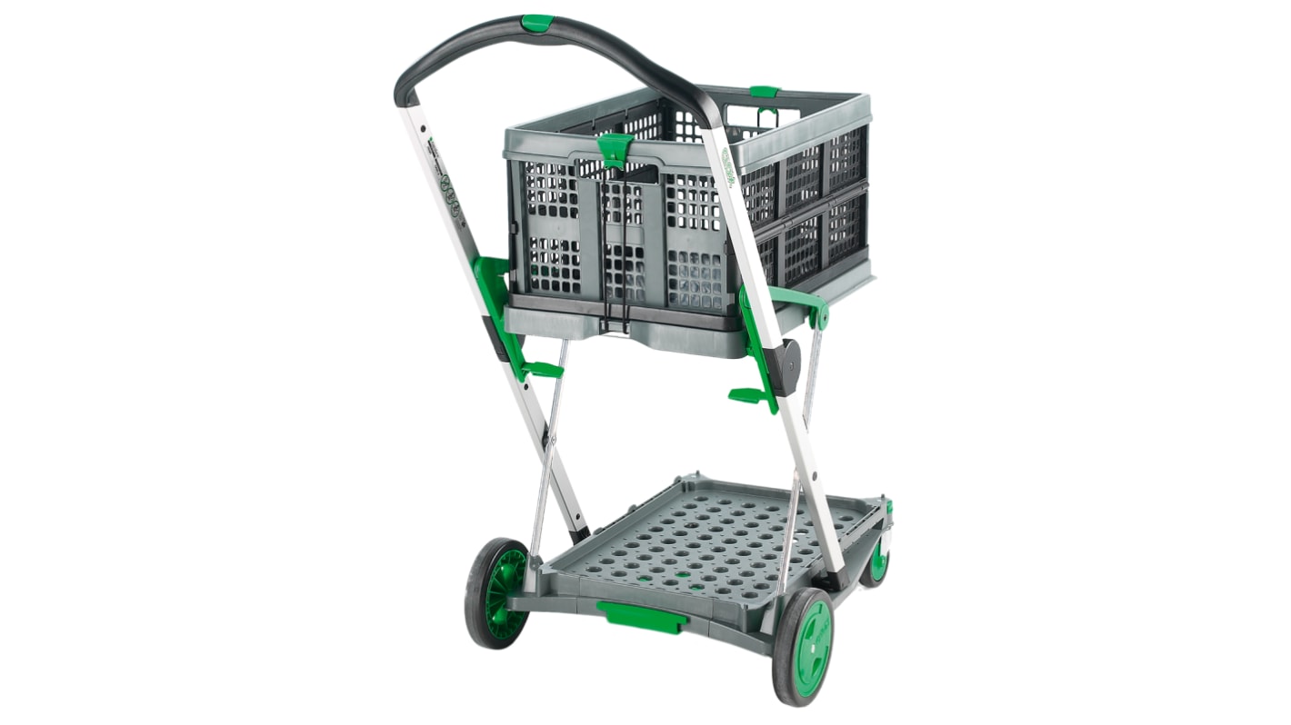 RS PRO 2 Shelf Aluminium Folding Trolley, 670 x 470mm, 60kg Load