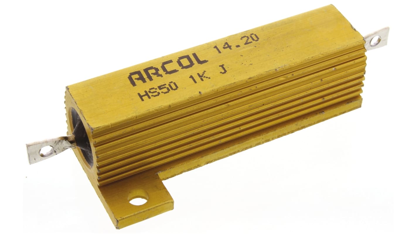 Arcol HS50 Wickel Lastwiderstand 1kΩ ±5% / 50W, Alu Gehäuse Axialanschluss